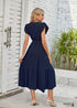 Vestido midi bohemio de encaje con escote en V y mangas voladoras Mia